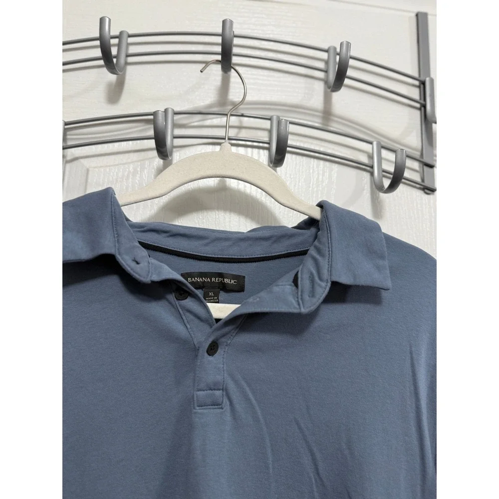 Banana Republic Men's XL Polo Shirt Slate Blue Short Sleeve‎ Cotton Golf Top